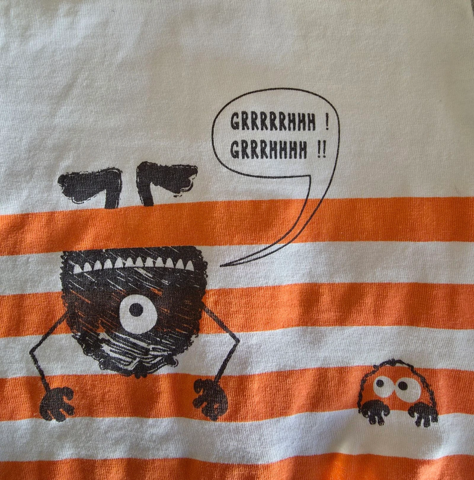 T-shirt listrado com estampa de monstro Kiabi Tamanho 3 meses 56-62 cm – photo 4